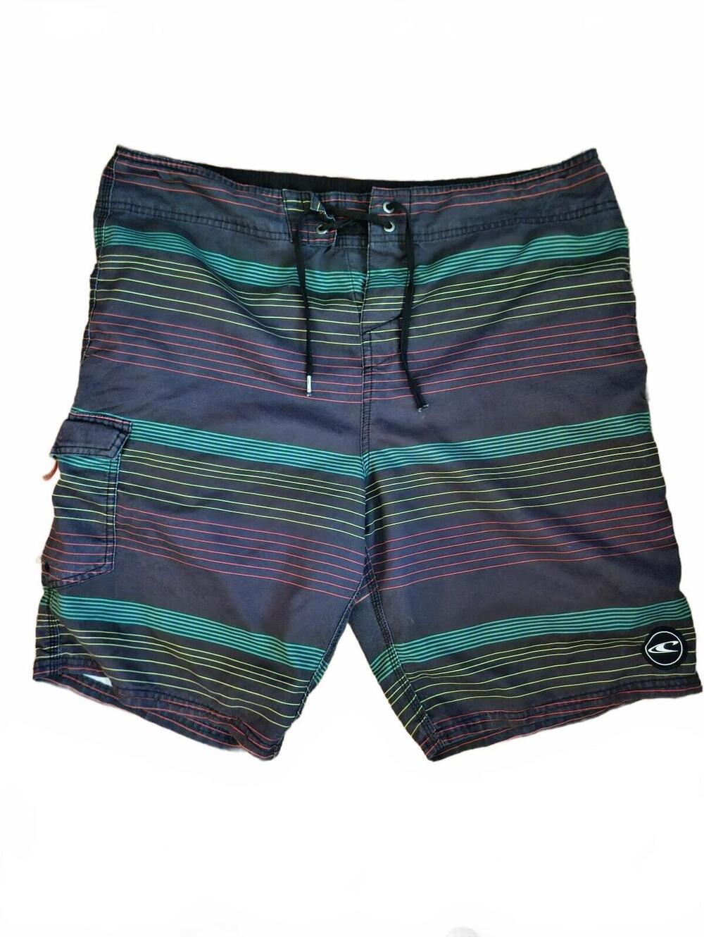 O'Neill men’s striped multi-color board shorts/ swim trunks size 36 - EUC